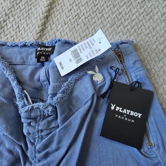 Playboy by PacSun Jeans Womens Size 26 High Rise Ruched Flare Blue NWT - Picture 3 of 7